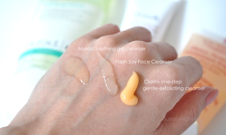Cleanser swatches marked