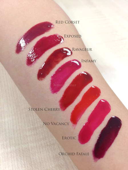 Tom Ford Patent Finish Lip Colour swatches 